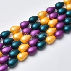 Multicolor Shell Pearl Matte Round Teardrop Beads Strands, Approx 8x12mm, 38cm/strand