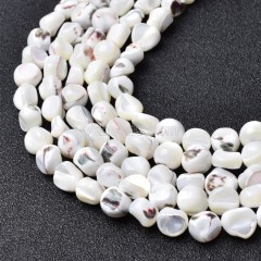 White Trochid Shell Nugget Beads Strands, Approx 8-10mm, 38cm/strand