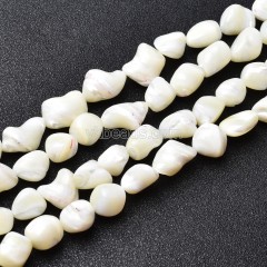 White Trochid Shell Nugget Beads Strands, Approx 10-12x10-20mm, 38cm/strand