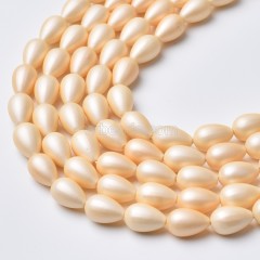 Beige Shell Pearl Matte Round Teardrop Beads Strands, Approx 6x9-10x14mm, 38cm/strand