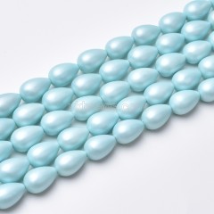 Light Blue Shell Pearl Matte Round Teardrop Beads Strands, Approx 6x9-10x14mm, 38cm/strand