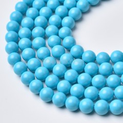 Blue Turquoise Color Shell Pearl Smooth Round Beads Strands, Approx 2-20mm, 38cm/strand