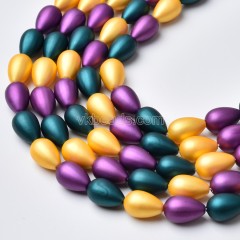 Multicolor Shell Pearl Matte Round Teardrop Beads Strands, Approx 8x12mm, 38cm/strand