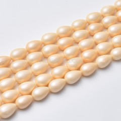 Beige Shell Pearl Matte Round Teardrop Beads Strands, Approx 6x9-10x14mm, 38cm/strand