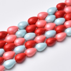Multicolor Shell Pearl Matte Round Teardrop Beads Strands, Approx 8x12mm, 38cm/strand