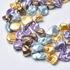 Multicolor Shell Pearl Nugget Beads Strands, Approx 13-20mm, 38cm/strand