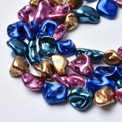Multicolor Shell Pearl Nugget Beads Strands, Approx 13-20mm, 38cm/strand