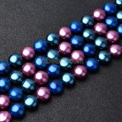 Multicolor Shell Pearl Flat Round Puffy Disc/Coin Beads Strands, Approx 12mm, 38cm/strand