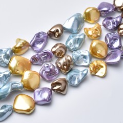 Multicolor Shell Pearl Nugget Beads Strands, Approx 13-20mm, 38cm/strand