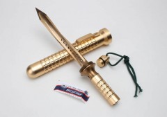 Microtech Gold Jagdkommando Fixed Blade Knife 7.87" T6 Plain Blade, Aviation Aluminum Handles