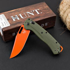 Benchmade Hunt Taggedout AXIS Folding Knife 3.46" CPM-154 Stonewashed Clip Point Blade, Green Grivory Handles - 15535