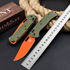 Benchmade Hunt Taggedout AXIS Folding Knife 3.46" CPM-154 Stonewashed Clip Point Blade, Green Grivory Handles - 15535
