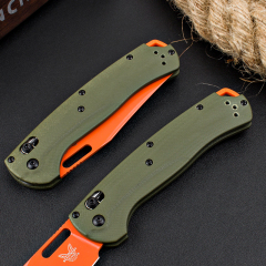 Benchmade Hunt Taggedout AXIS Folding Knife 3.46" CPM-154 Stonewashed Clip Point Blade, Green Grivory Handles - 15535