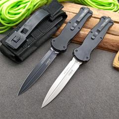Benchmade 3310BK Infidel Dagger AUTO OTF Knife 3.85" D2 Black Double Edge Blade, Aluminum Alloy Handles