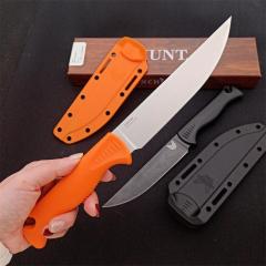 Benchmade Hunt Meatcrafter Fixed Blade Knife 5.70" CPM-154 Stonewashed Trailing Point Blade, Santoprene Handles - 15500-04