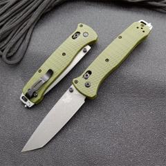Benchmade Bailout AXIS Folding Knife 3.34" CPM-3V Tanto Plain Blade, Green Nylon Fiber Handles - 537GY-1