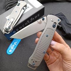Benchmade Bailout AXIS Folding Knife 3.34" M390 Tanto Plain Blade, TC4 Handles - 537GY-1