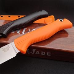 Benchmade Hunt Meatcrafter Fixed Blade Knife 5.70" CPM-154 Stonewashed Trailing Point Blade, Santoprene Handles - 15500-04