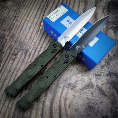 Benchmade SOCP Folding Knife 4.56" D2 Black Cerakote Spear Point Plain Blade, CF-Elite Handles - 391BK