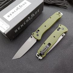 Benchmade Bailout AXIS Folding Knife 3.34" CPM-3V Tanto Plain Blade, Green Nylon Fiber Handles - 537GY-1