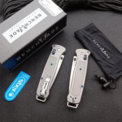 Benchmade Bailout AXIS Folding Knife 3.34" M390 Tanto Plain Blade, TC4 Handles - 537GY-1