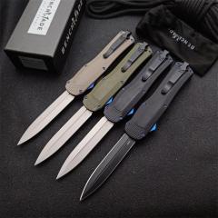 Benchmade Autocrat AUTO OTF Knife 3.54" DLC S30V Double Edge Dagger Blade, OD G10 Handles - 3400BK-1