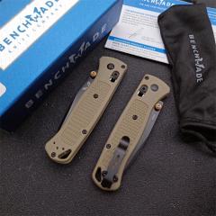 Benchmade 535 Bugout AXIS Folding Knife 3.24" S30V Satin Plain Blade, Brown Grivory Handles