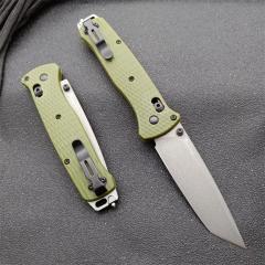 Benchmade Bailout AXIS Folding Knife 3.34" CPM-3V Tanto Plain Blade, Green Nylon Fiber Handles - 537GY-1
