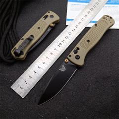 Benchmade 535 Bugout AXIS Folding Knife 3.24" S30V Satin Plain Blade, Brown Grivory Handles