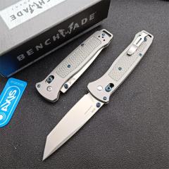 Benchmade Bailout AXIS Folding Knife 3.34" M390 Tanto Plain Blade, TC4 Handles - 537GY-1