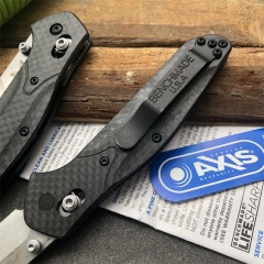 Benchmade 940-1 Osborne Folding Knife 3.42" S90V Stonewash Plain Blade, Carbon Fiber Handles