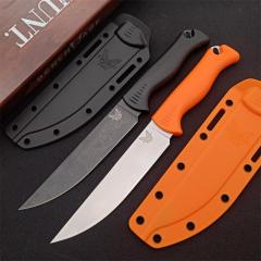 Benchmade Hunt Meatcrafter Fixed Blade Knife 5.70" CPM-154 Stonewashed Trailing Point Blade, Santoprene Handles - 15500-04