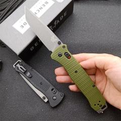 Benchmade Bailout AXIS Folding Knife 3.34" CPM-3V Tanto Plain Blade, Green Nylon Fiber Handles - 537GY-1
