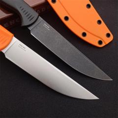 Benchmade Hunt Meatcrafter Fixed Blade Knife 5.70" CPM-154 Stonewashed Trailing Point Blade, Santoprene Handles - 15500-04