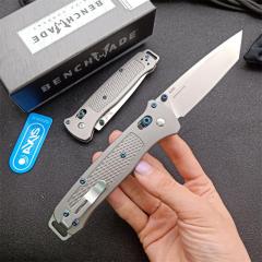 Benchmade Bailout AXIS Folding Knife 3.34" M390 Tanto Plain Blade, TC4 Handles - 537GY-1