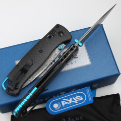 Benchmade 535 Bugout AXIS Folding Knife 3.07" Damascus Satin Plain Blade, Carbon Fiber Handles