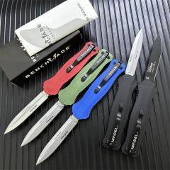 Benchmade 3300BK Infidel Dagger AUTO OTF Knife 3.85" D2 Black Double Edge Blade, Aviation Aluminum Handles