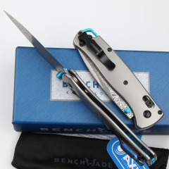 Benchmade 535 Bugout AXIS Folding Knife 3.07" Damascus Satin Plain Blade, TC4 Handles