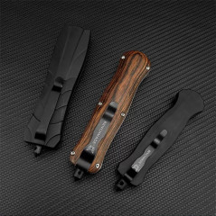 Benchmade 3300 Infidel Dagger AUTO OTF Knife 3.81" D2 Black Double Edge Blade, Wood Handles-A016