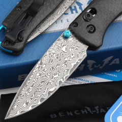 Benchmade 535 Bugout AXIS Folding Knife 3.07" Damascus Satin Plain Blade, Carbon Fiber Handles
