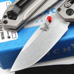 Benchmade Mini Freek Folding Knife 2.95" S90V Satin Plain Blade, TC4 Handles - 565-1