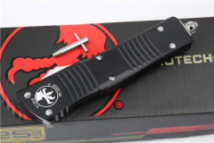 Microtech Troodon AUTO OTF Knife 3.74" M390 Satin Double Edge Dagger Blade, Aviation Aluminum Handles