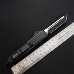 Microtech UTX-85 Tactical AUTO OTF Knife 3.14" Black M390 Plain Blade, Black Aluminum Handles