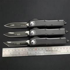 Microtech UTX-85 Tactical AUTO OTF Knife 3.14" Black M390 Plain Blade, Black Aluminum Handles