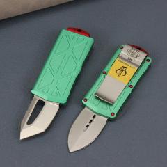 Microtech Exocet OTF Money Clip AUTO Knife 1.96" Black 204P Double Edge Blade, Aluminum Handles