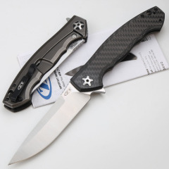 ZT 0452CF Flipper 4.13" S35VN Satin Blade, Carbon Fiber and Titanium Handles, Frame Lock
