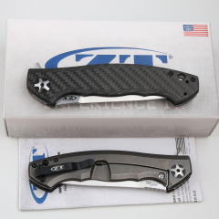 ZT 0452CF Flipper 4.13" S35VN Satin Blade, Carbon Fiber and Titanium Handles, Frame Lock