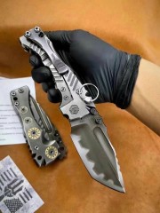 Laramy Miller T1 Folding Blade Knife 4.13" Z-Wear Combo Tanto Blade, TC4 Handles