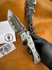 Laramy Miller T1 Folding Blade Knife 4.13" Z-Wear Combo Tanto Blade, TC4 Handles