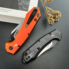 Kershaw 7851 Launch 19 AUTO Folding Knife 3.3" CPM-154 Two-Tone Clip Point Blade, Black Anodized Aluminum Handles with Earth Brown G10 Scale